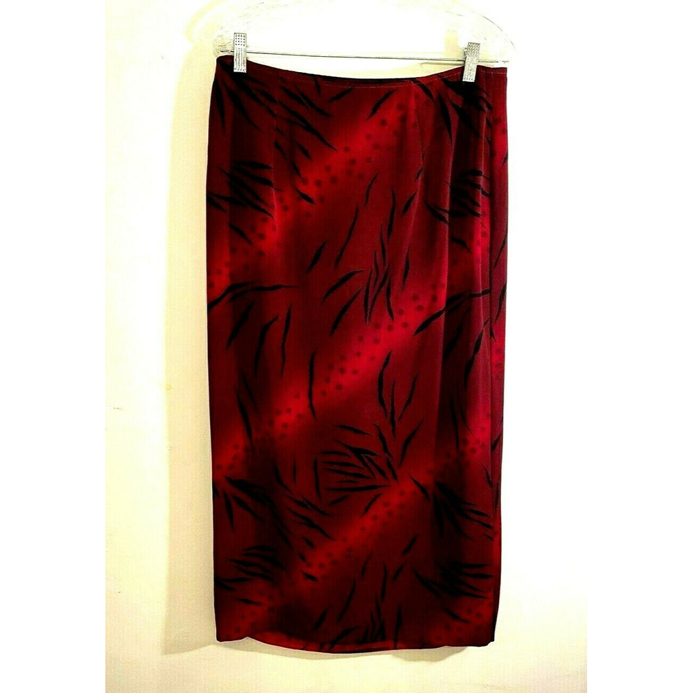 Vintage Studio C Wrap Maxi Dress M? 33x35.5" Maroon Womens Geometric 2 Buttons
